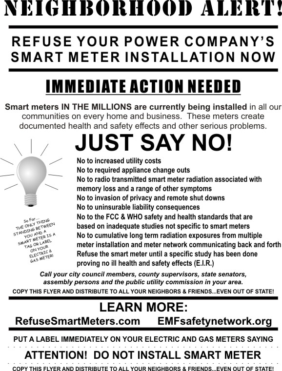 no to smart meter flyer and posting